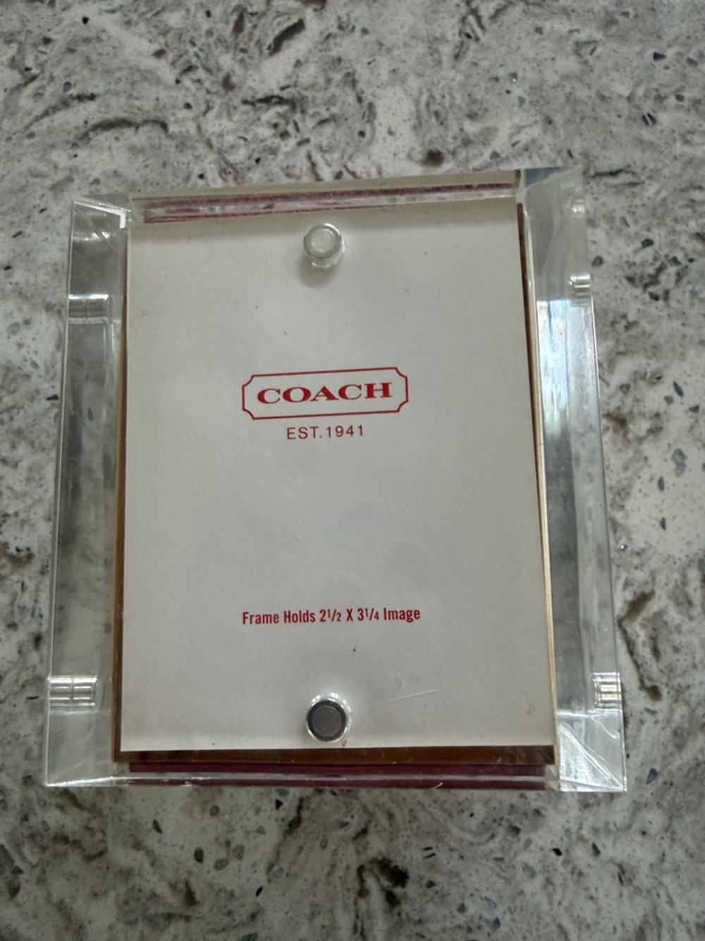 Coach Pink Leather Square Lucite Photo Cube - Picture 2 of 5